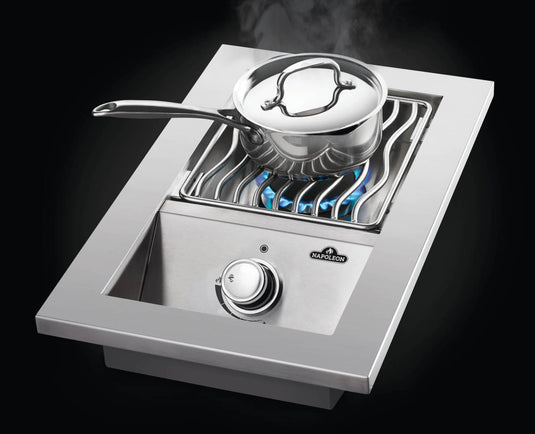 Napoleon Built-in 500 Series Single Range Top Burner with Stainless Steel Cover for Outdoor Kitchens