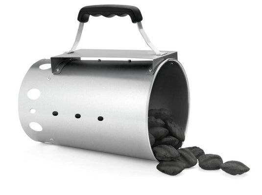 Napoleon chimney-style charcoal starter made of aluminized steel with a cool-touch handle, used for quickly lighting charcoal in barbecue grills