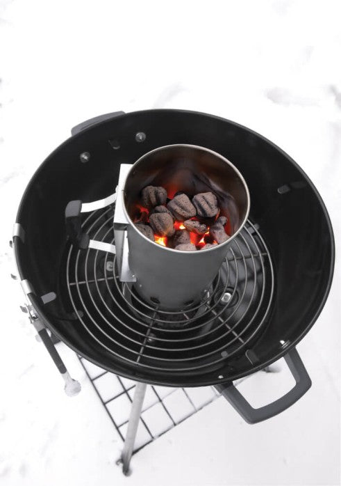 Load image into Gallery viewer, Napoleon chimney-style charcoal starter made of aluminized steel with a cool-touch handle, used for quickly lighting charcoal in barbecue grills
