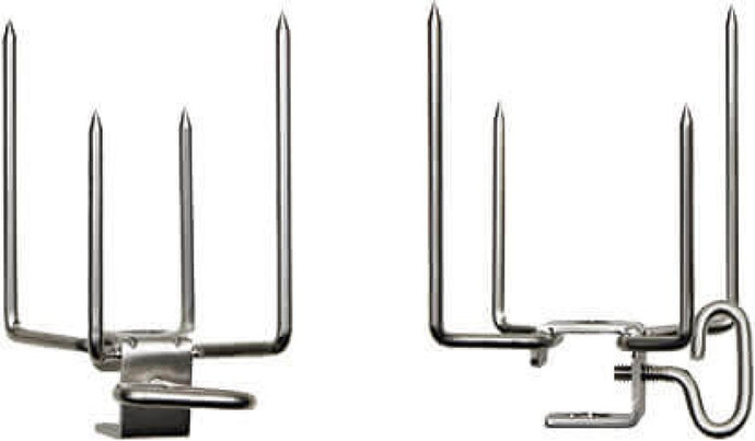 Napoleon Commercial Quality Rotisserie Forks – Set of two stainless steel forks with four prongs for secure meat placement on rotisserie spit rods.