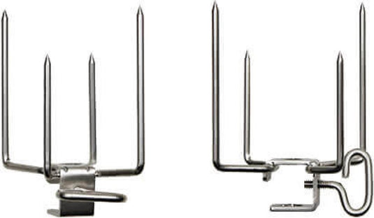 Napoleon Commercial Quality Rotisserie Forks – Set of two stainless steel forks with four prongs for secure meat placement on rotisserie spit rods.
