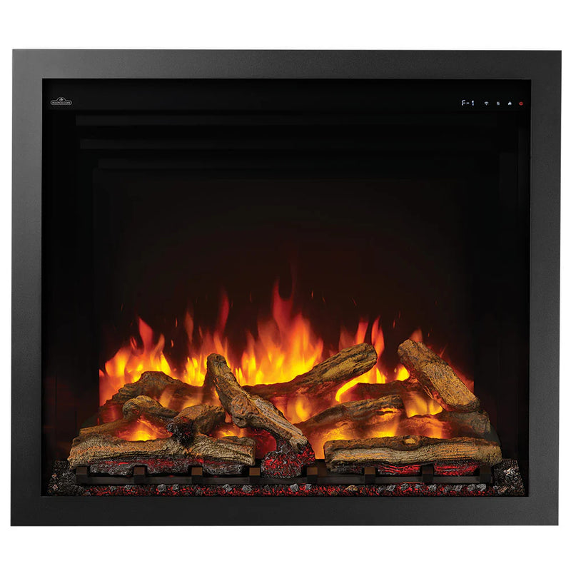 Load image into Gallery viewer, Napoleon Elevation Built-In Electric Fireplace with realistic triple-layer flame and premium split oak logs
