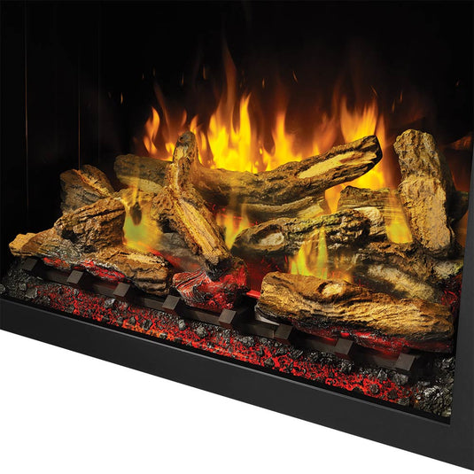 Napoleon Elevation Built-In Electric Fireplace with realistic triple-layer flame and premium split oak logs