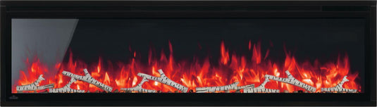 Napoleon Entice 60-inch electric fireplace NEFL60CFH-1 shown with optional birch logs and red flames