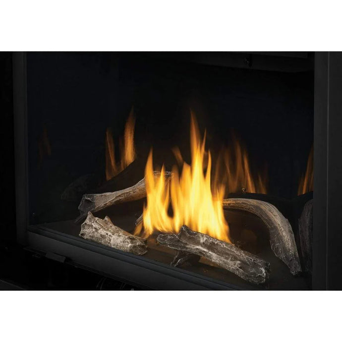 Napoleon Extra Small Standard Beach Fire Log Set for Ascent Direct Vent Gas Fireplace with realistic grey-singed logs