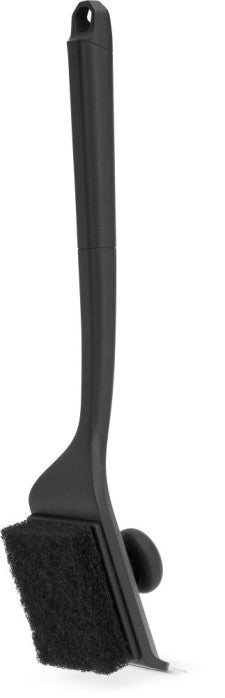 Side view of Napoleon GABR004 grill cleaning brush showing its black scouring pad and scraper edge