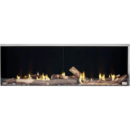 Napoleon Galaxy 62 outdoor gas fireplace with stainless steel firebox and LED lighting