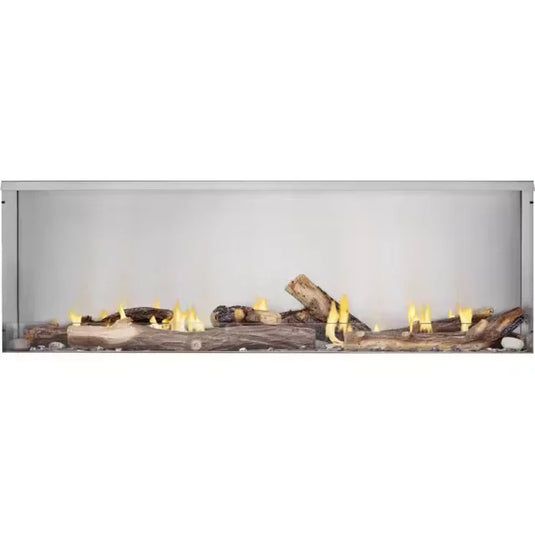 Napoleon Galaxy 62 outdoor gas fireplace with stainless steel firebox and LED lighting