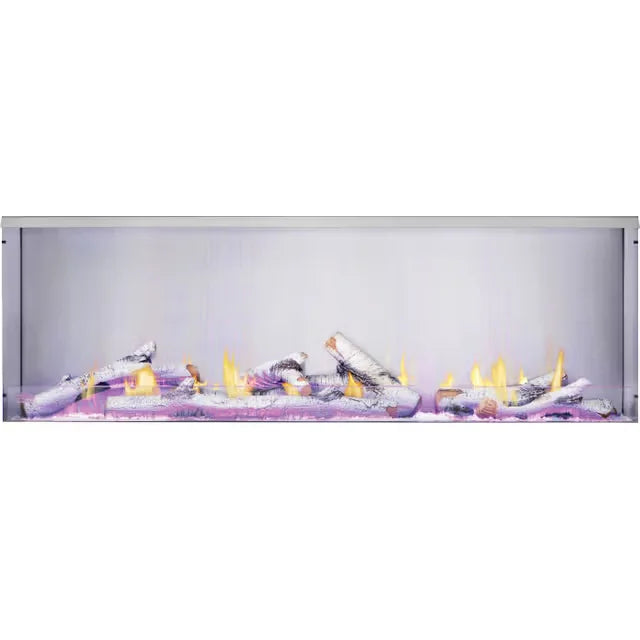 Load image into Gallery viewer, Napoleon Galaxy 62 outdoor gas fireplace with stainless steel firebox and LED lighting
