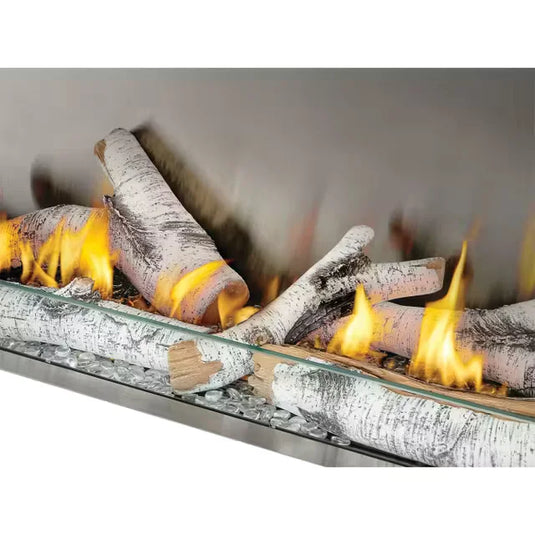 Napoleon Galaxy 62 outdoor gas fireplace with stainless steel firebox and LED lighting