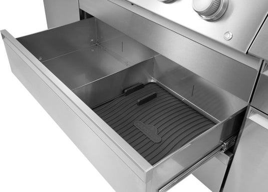 Napoleon GAMA002 silicone drawer liner installed inside a Prestige PRO 665 grill drawer