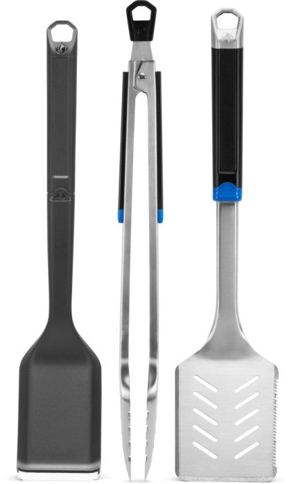 Napoleon GATL002 Essential Series 3-piece grill tool set with brush, locking tongs, and spatula