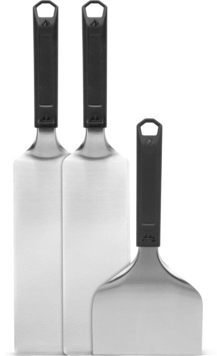 Napoleon GATL012 three-piece griddle starter tool set with two stainless steel spatulas and a scraper