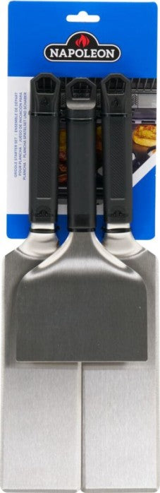 Napoleon GATL012 three-piece griddle starter set in original blue retail packaging