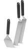 Load image into Gallery viewer, Left angled view of Napoleon GATL012 griddle tool set showing two spatulas, a scraper, and black ergonomic handles
