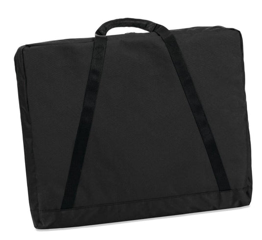 Rear view of a black Napoleon griddle insert storage bag showing reinforced support straps