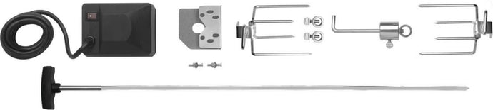 Napoleon Heavy Duty Rotisserie Kit with motor, stainless steel rod, forks, and counterweight for Prestige and LEX grills