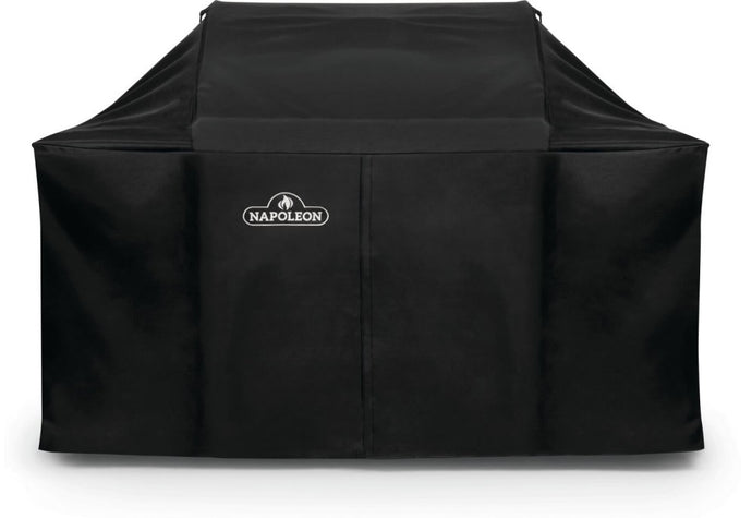 Napoleon LEX 605 and Charcoal Professional Grill Cover, durable water-resistant fabric with adjustable straps and vents for mildew prevention