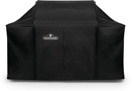 Napoleon LEX 605 and Charcoal Professional Grill Cover, durable water-resistant fabric with adjustable straps and vents for mildew prevention