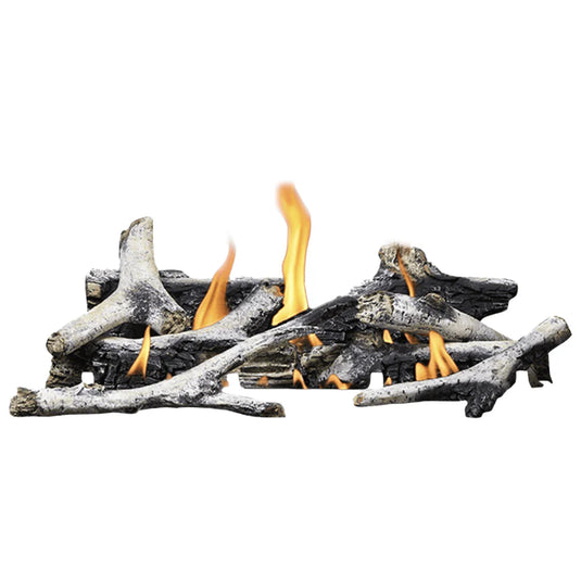 Napoleon Luminous Birch Log Kit for 50-Inch Direct Vent Tall Linear Vector Fireplace – realistic glowing embers and detailed logs