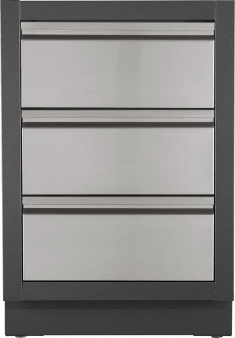 Napoleon OASIS Three Drawer Cabinet with stainless steel drawers and weather-resistant finish for outdoor kitchens