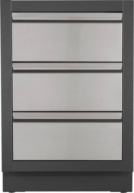 Napoleon OASIS Three Drawer Cabinet with stainless steel drawers and weather-resistant finish for outdoor kitchens