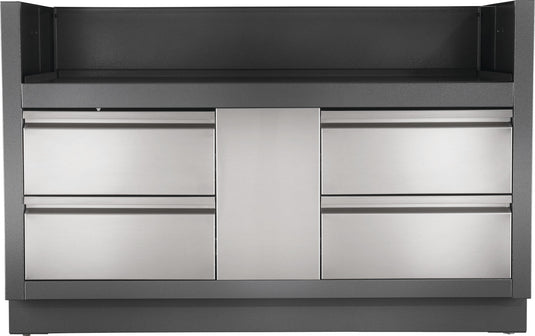 Napoleon OASIS Under Grill Cabinet for Built-In Prestige PRO 825 Gas Grill Head with four stainless steel drawers