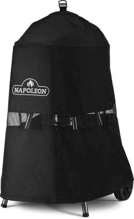 Napoleon Premium 18-Inch Charcoal Kettle Grill Cover, durable water-resistant fabric with built-in handle and vents for airflow and mildew prevention