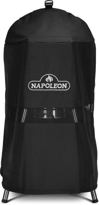 Napoleon Premium 18-Inch Charcoal Kettle Grill Cover, durable water-resistant fabric with built-in handle and vents for airflow and mildew prevention