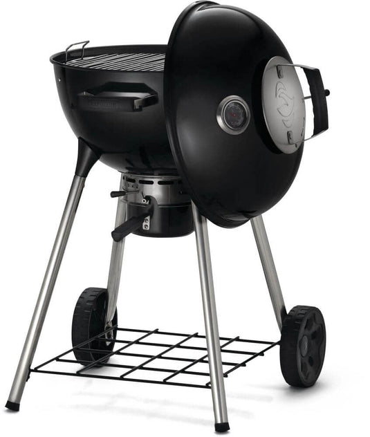 Napoleon Premium 18-Inch Charcoal Kettle Grill with stainless steel cooking grid and Vortex heat management system