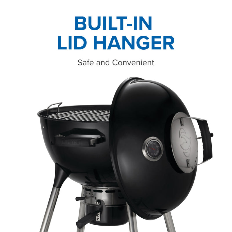 Load image into Gallery viewer, Napoleon Premium 18-Inch Charcoal Kettle Grill with stainless steel cooking grid and Vortex heat management system
