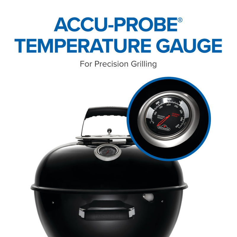 Load image into Gallery viewer, Napoleon Premium 18-Inch Charcoal Kettle Grill with stainless steel cooking grid and Vortex heat management system
