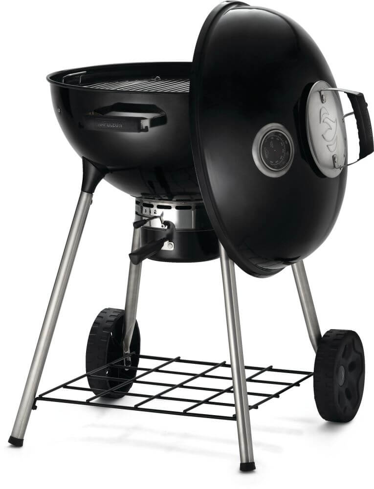 Load image into Gallery viewer, Napoleon Premium 22-Inch Charcoal Kettle Grill with porcelain-enameled lid, Vortex heat system, and chrome-plated cooking grid
