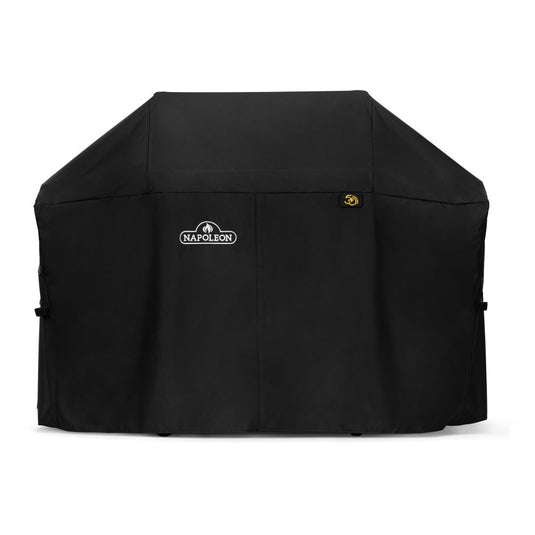 Black Napoleon Prestige 500 grill cover with gold 50th anniversary emblem