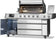 Load image into Gallery viewer, Napoleon Prestige PRO 665 Elite stainless steel gas grill with open lid, illuminated cooking area, and multicolor LED controls
