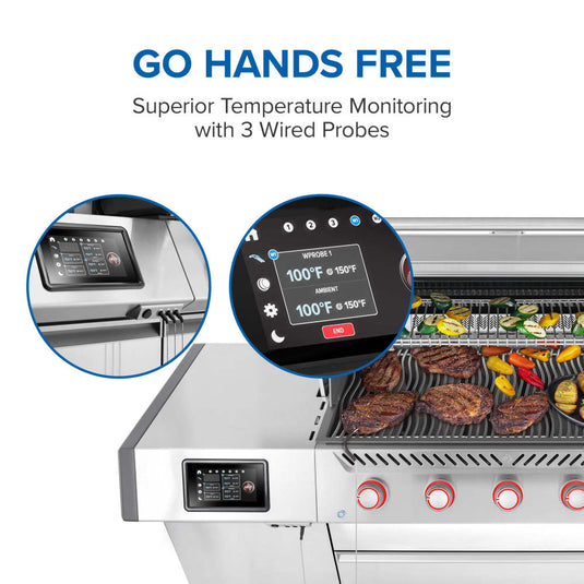 Napoleon Prestige PRO 665 Elite smart temperature monitoring display with three wired food probes