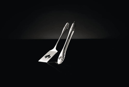 Napoleon PRO Stainless Steel 2 Piece BBQ Toolset with Curved Handle Spatula and Locking Tongs