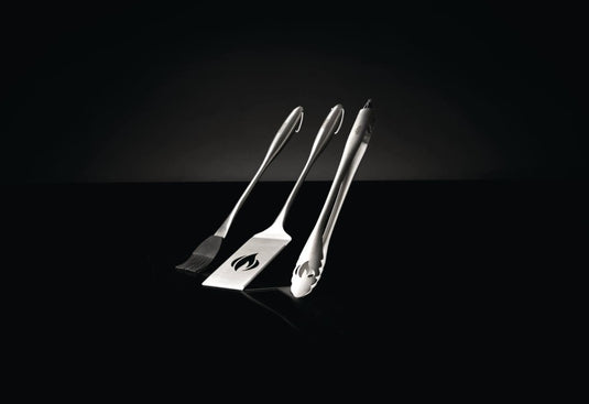 Napoleon PRO Stainless Steel 3 Piece BBQ Toolset with Spatula, Locking Tongs, and Silicone Basting Brush