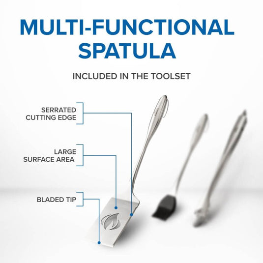 Napoleon PRO Stainless Steel 3 Piece BBQ Toolset with Spatula, Locking Tongs, and Silicone Basting Brush