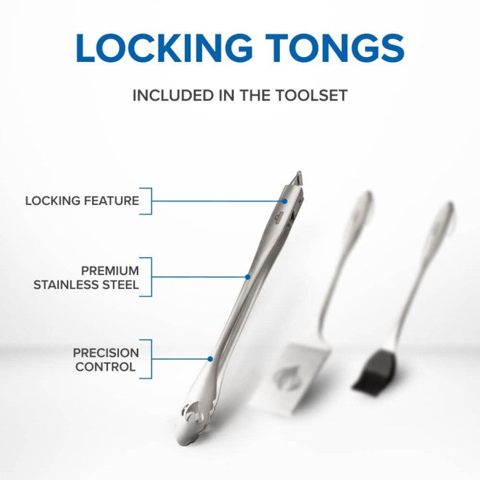 Load image into Gallery viewer, Napoleon PRO Stainless Steel 3 Piece BBQ Toolset with Spatula, Locking Tongs, and Silicone Basting Brush
