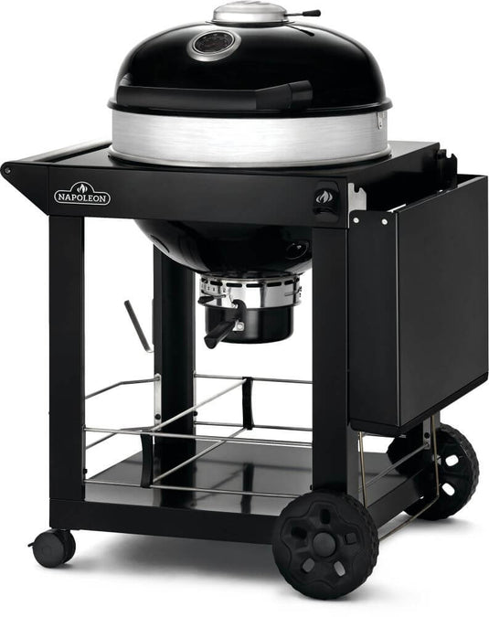 Napoleon Professional 22-Inch Charcoal Kettle Grill with Cart – Premium charcoal BBQ with modular storage and rotisserie-ready design