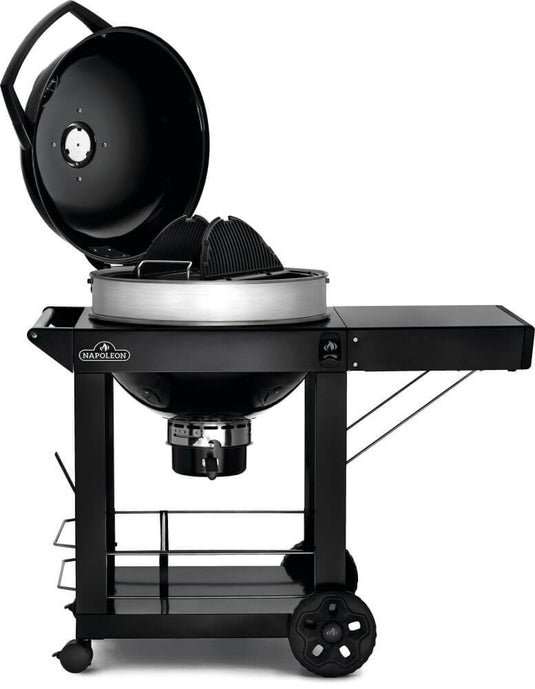 Napoleon Professional 22-Inch Charcoal Kettle Grill with Cart – Premium charcoal BBQ with modular storage and rotisserie-ready design