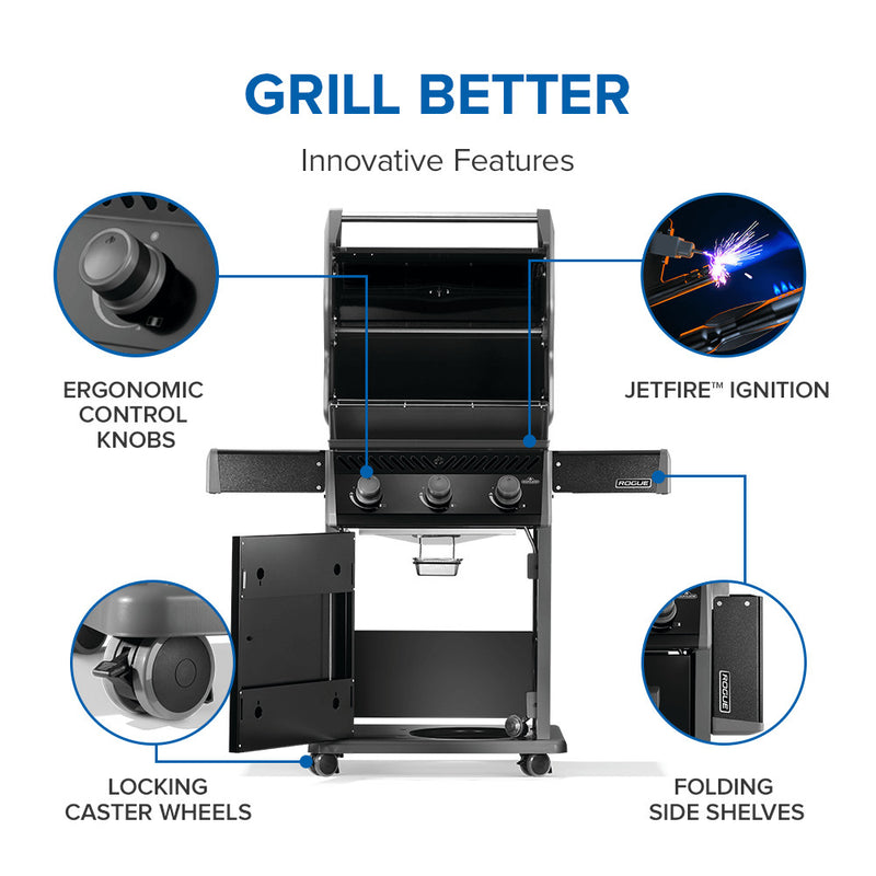 Load image into Gallery viewer, Napoleon Rogue® 425 Gas Grill with 3 Burners and Stainless Steel Cooking Grids
