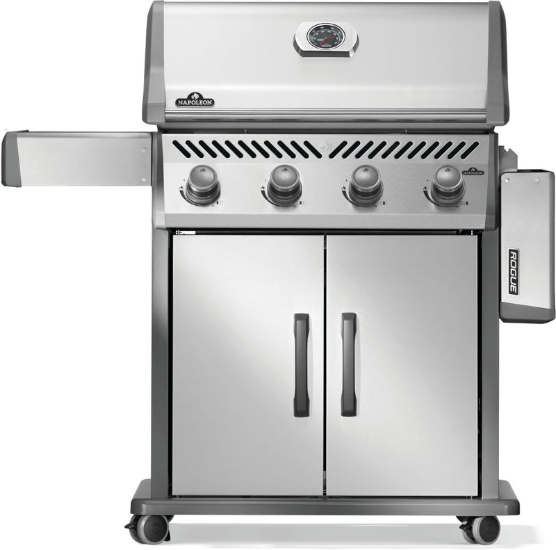 Load image into Gallery viewer, Napoleon Rogue 525 stainless steel gas grill with 4 burners and spacious cooking area

