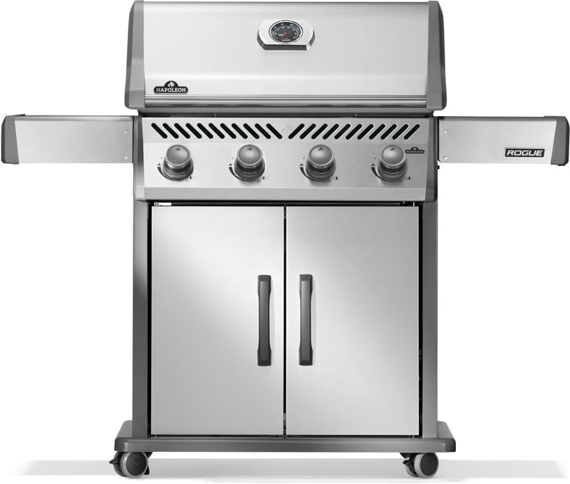 Load image into Gallery viewer, Napoleon Rogue 525 stainless steel gas grill with 4 burners and spacious cooking area
