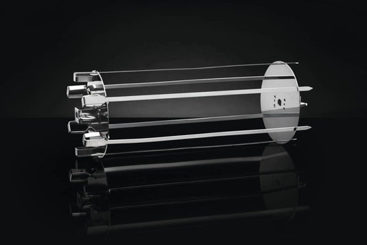 Napoleon Rotisserie Shish Kebab Skewer Set with 6 chrome skewers and 2 rotisserie plates