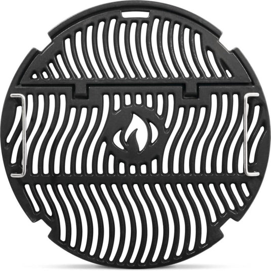 Napoleon S83047 18-inch cast iron cooking grids with metal lifting handles, front view on white background