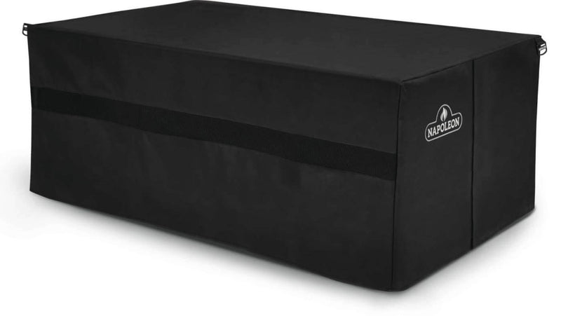 Load image into Gallery viewer, Napoleon St. Tropez Patioflame rectangular fire table covered with a durable, water-resistant protective cover
