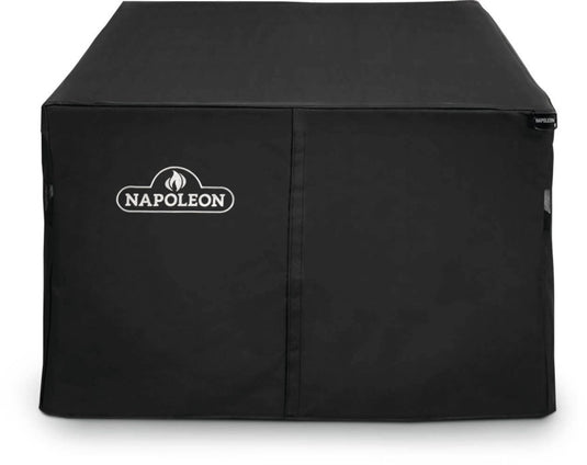 Napoleon St. Tropez Patioflame rectangular fire table covered with a durable, water-resistant protective cover