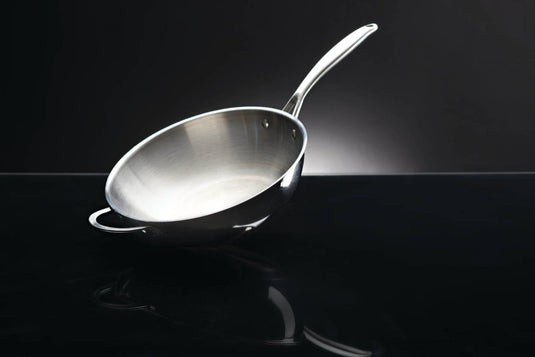 Napoleon Stainless Steel 12-Inch Wok with Flat Bottom and Dual Handles for Grills and Stovetops